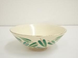 京焼　龍靖造　色絵竹平茶碗